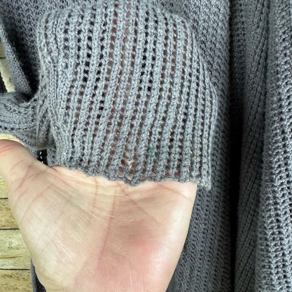 James Perse Tan Open Knit Cotton Linen Blend Waterfall Cardigan Size 2 - Picture 4 of 5